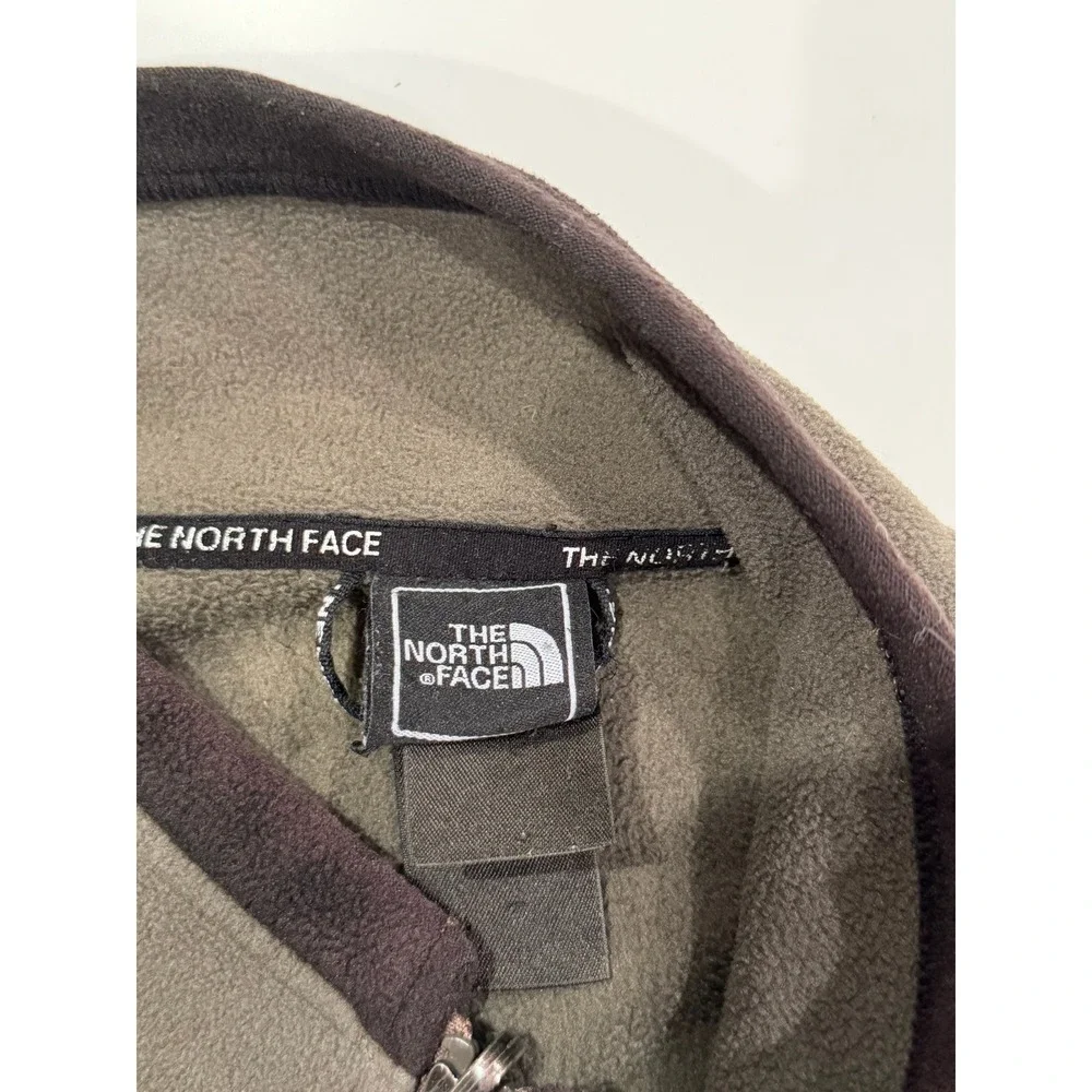 The North Face Mens Full Zip Fleece Jacket Olive Green Black Mock Neck Large